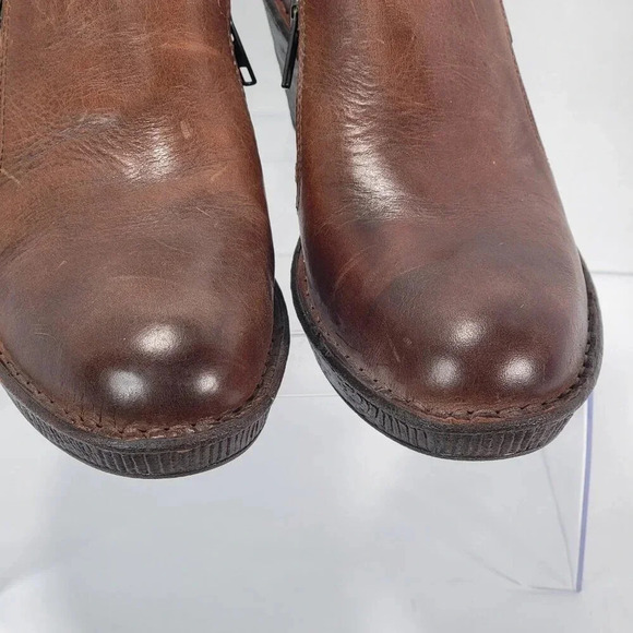 Born Womens 10 Brown Elliot Heeled Zipper Clogs‎ Mules Normcore Academia Casual - Picture 6 of 13